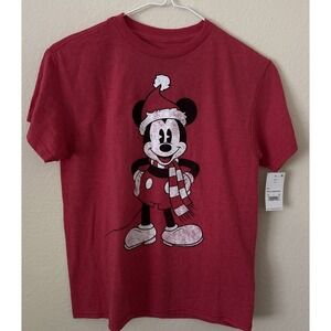 New Disney Mickey Mouse Christmas Tee T-Shirt Youth Small Mickey Roadster Racers